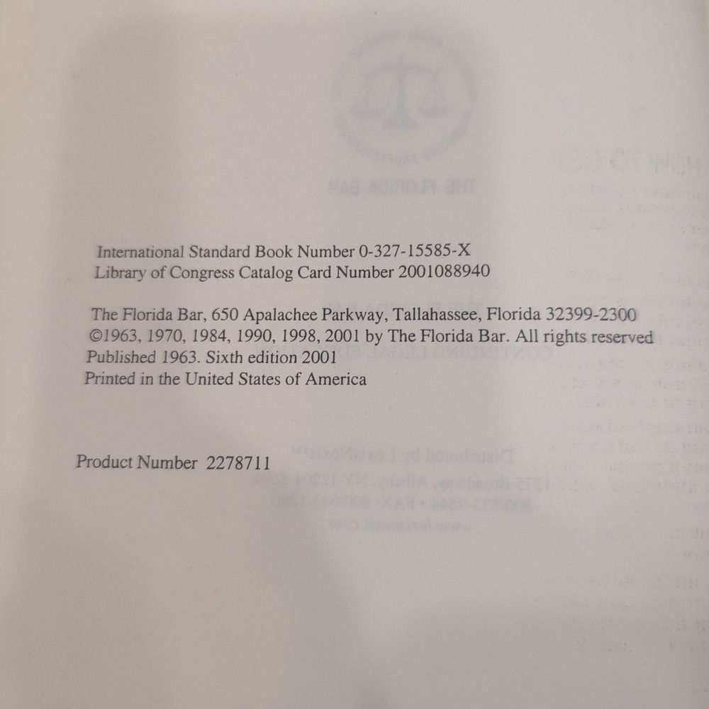 Florida Civil Trial Practice Sixth Edition 2001 Law Book The Florida Bar - Picture 3 of 5